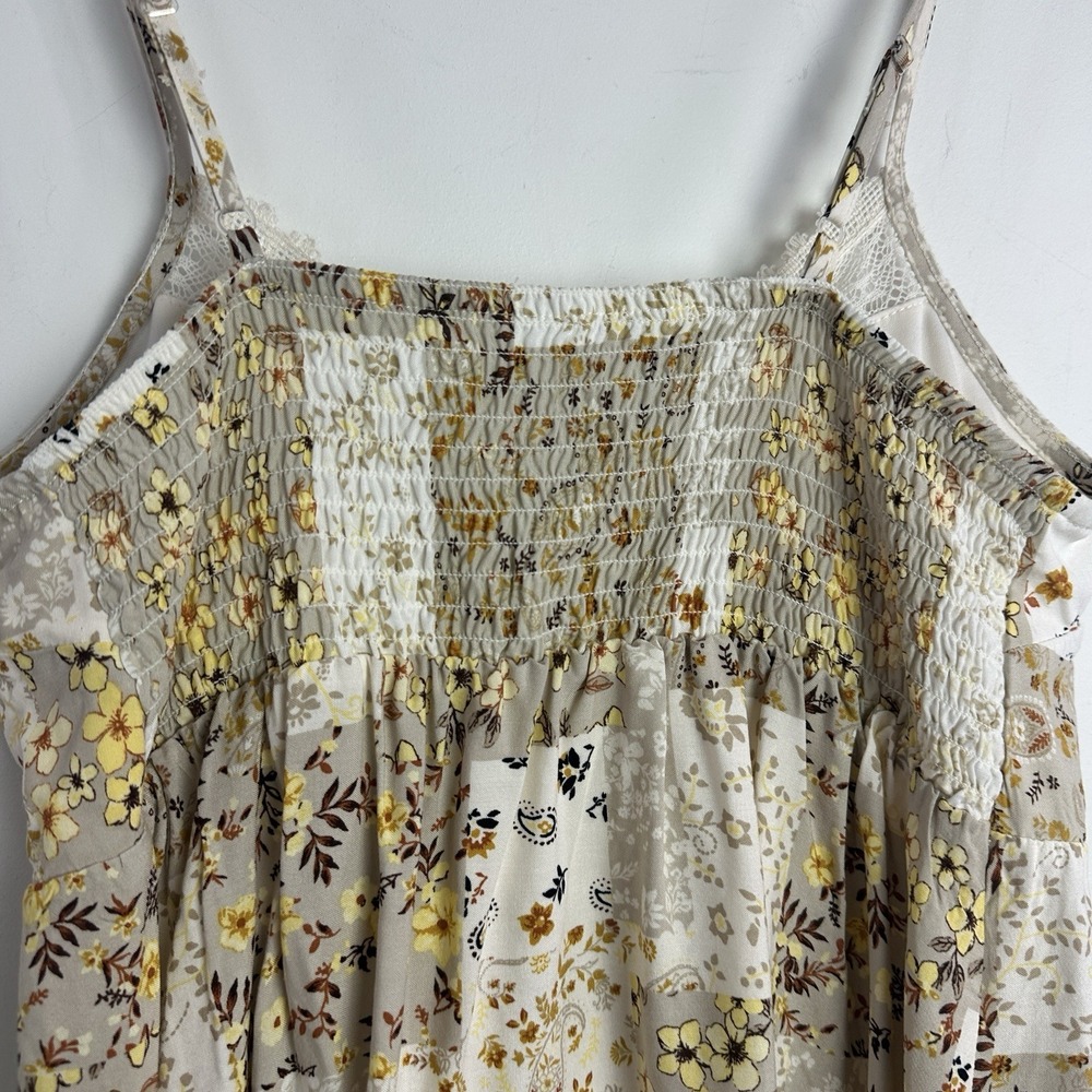 Y2K No Boundaries Smocked Floral Babydoll Top Cottagecore M Aystemtrical Fairy - Picture 5 of 11